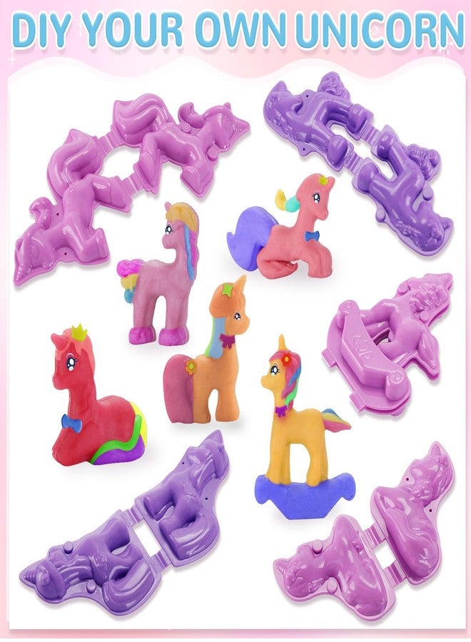 Crelloci Unicorn Color Dough Sets for Kids Ages 4-5, 30 PCS Play Color Dough Tools Kit for Toddlers Ages 3+, Unicorn Hair Salon Creation Dough Toys for Girls Birthday Gifts - Image 4
